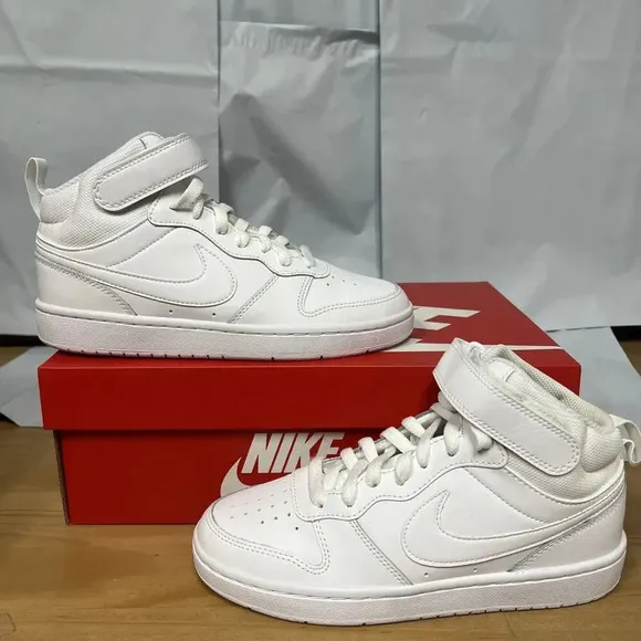 Nike Court Borough Mid 2 CD7782-100 Sneaker Kid 5.5 White Lifestyle Shoes BBS138