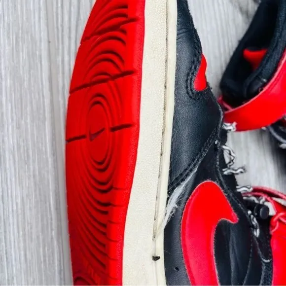Nike Court Borough Mid 2 Leather Sneakers Athletic Shoes Size 4 red and black