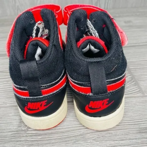 Nike Court Borough Mid 2 Leather Sneakers Athletic Shoes Size 4 red and black