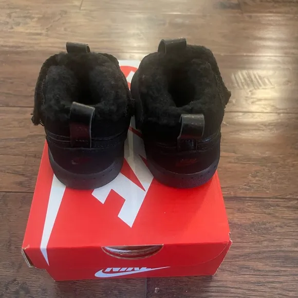 NIKE Court Borough Mid 2 TD Black Toddlers Shoes Size 4c CQ4027 001 New In Box