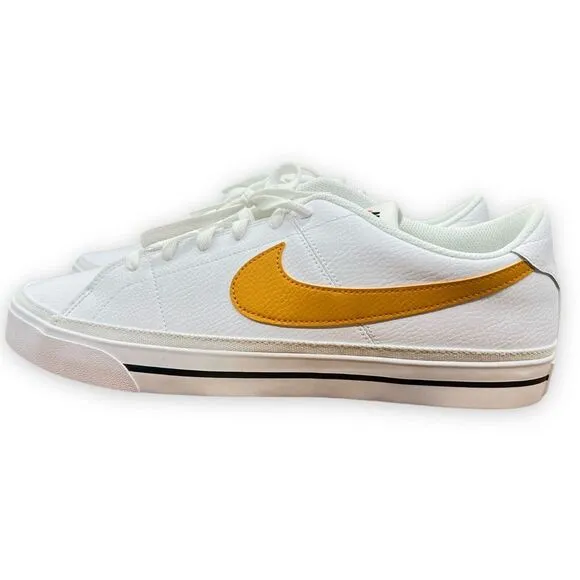 Nike Court Legacy Shoes Mens 13‎ White Gold Swoosh Sneakers CU4150