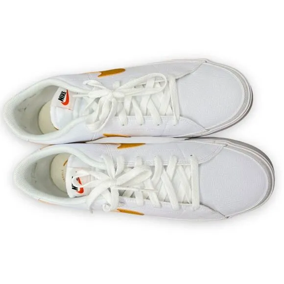 Nike Court Legacy Shoes Mens 13‎ White Gold Swoosh Sneakers CU4150