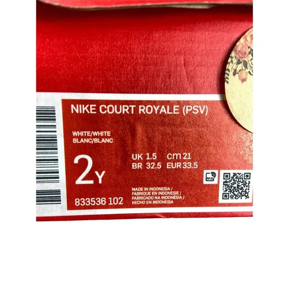 Nike Court Royal White Boys Shoes  2Y