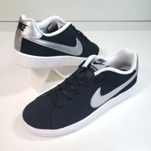 Nike Court Royale Black Metallic Silver Women's Casual Shoes Sneakers Size 9.5