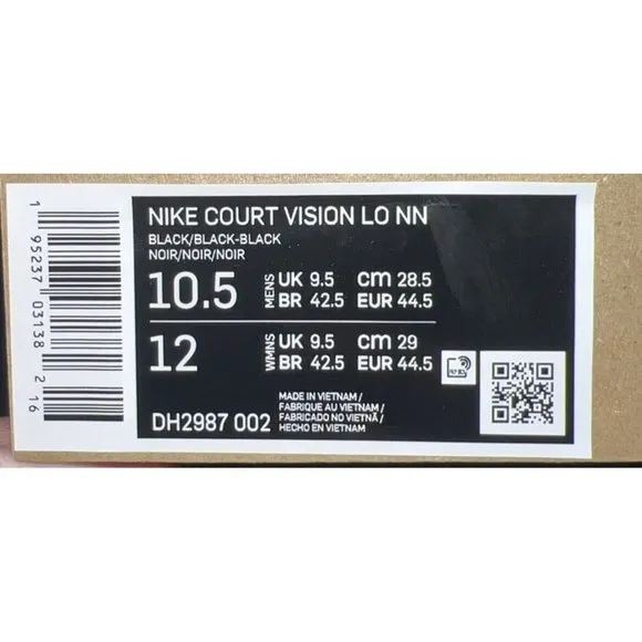 Nike Court Vision Lo NN Mens Athletic Shoes Sneakers Size 10.5 Triple Black