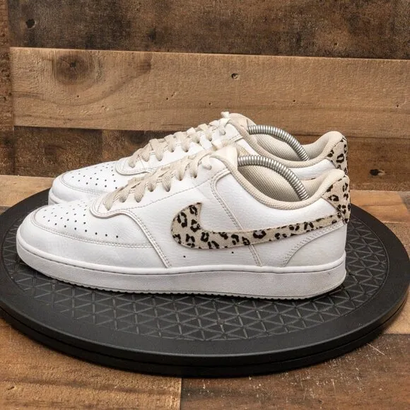 NIKE COURT VISION LOW LEOPARD PRINT WOMENS ATHLETIC SHOES RETRO SNEAKERS SIZE 11