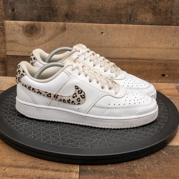 NIKE COURT VISION LOW LEOPARD PRINT WOMENS ATHLETIC SHOES RETRO SNEAKERS SIZE 11
