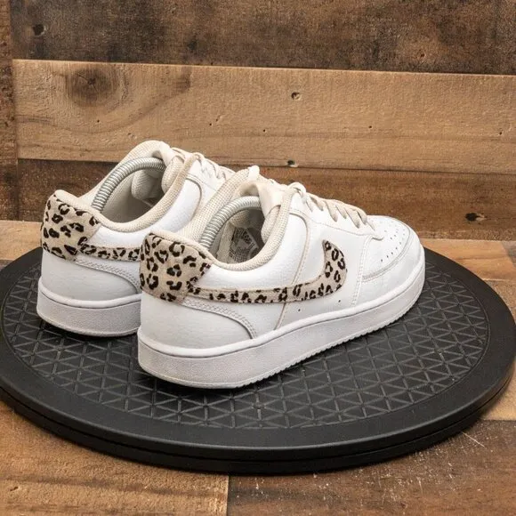NIKE COURT VISION LOW LEOPARD PRINT WOMENS ATHLETIC SHOES RETRO SNEAKERS SIZE 11