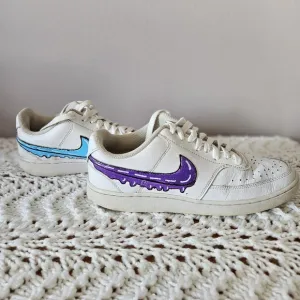 Nike Court Vision Low Sneaker Hand Painted Cartoon Drip Men's Sz 7.5 Women's 9