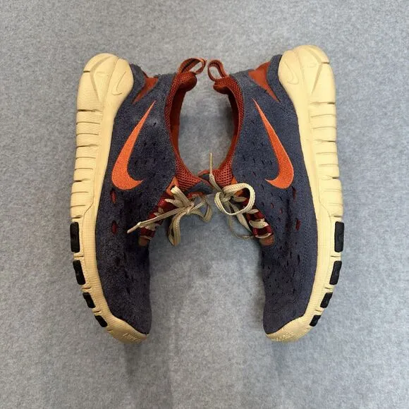 Nike Free Run Trail Thunder Blue Suede Sneakers Orange Accent cw5814-400 Men 9.5