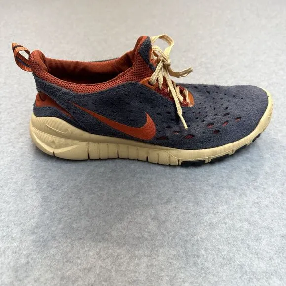 Nike Free Run Trail Thunder Blue Suede Sneakers Orange Accent cw5814-400 Men 9.5