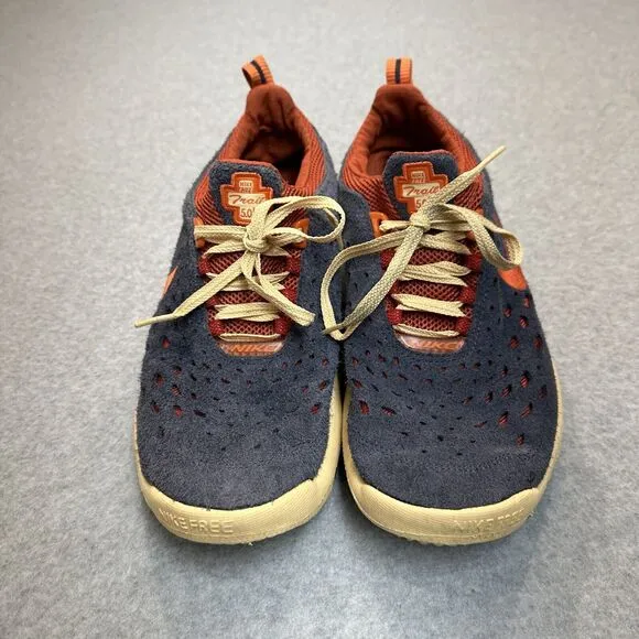 Nike Free Run Trail Thunder Blue Suede Sneakers Orange Accent cw5814-400 Men 9.5