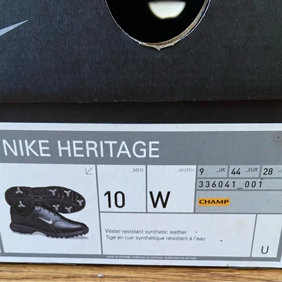 Nike Heritage Men's Black Golf Shoes size 10 NEW IN BOX