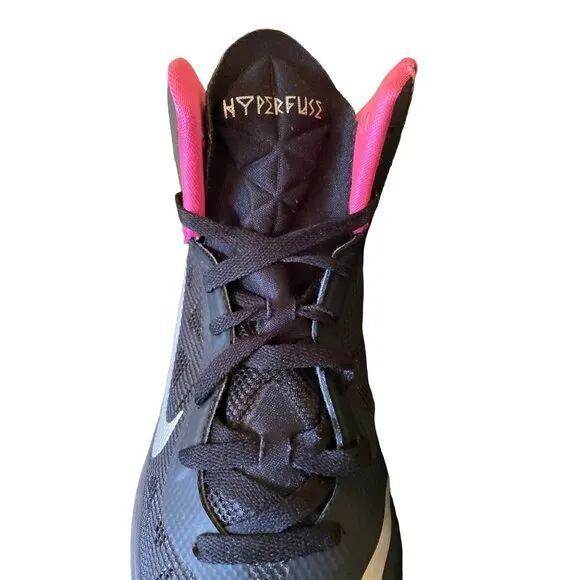 Nike Hyperfuse Basketball Sneakers 8.5 Black &amp; Pink Mens Athletic Shoes Lightwei