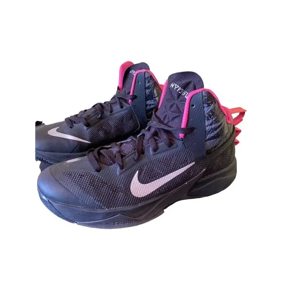 Nike Hyperfuse Basketball Sneakers 8.5 Black &amp; Pink Mens Athletic Shoes Lightwei