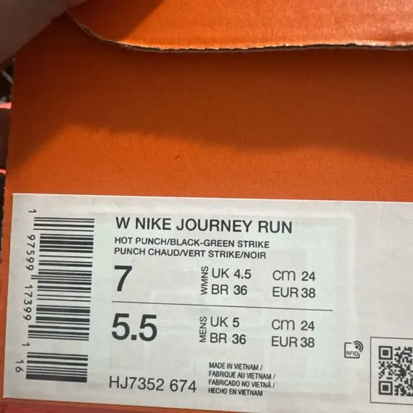 Nike Journey Run Hot Punch women’s Size 7 HJ7352-674 NWT