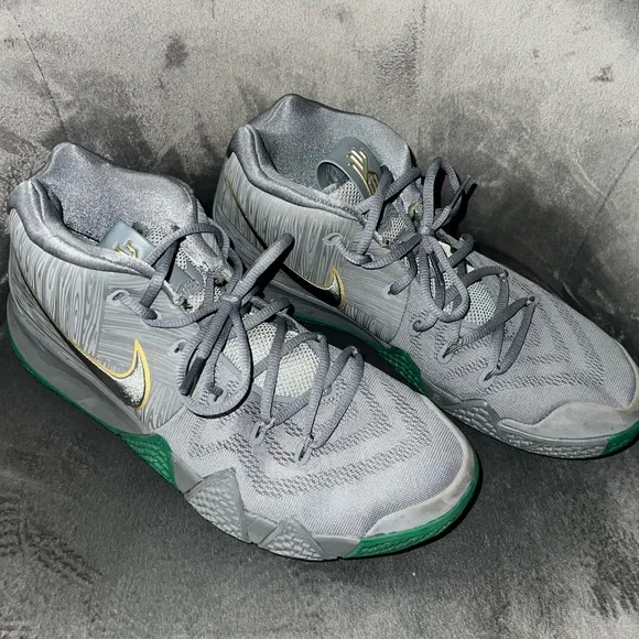 Nike Kyrie 4 Grey &amp; Gold Basketball Shoes – Men’s Size 10.5