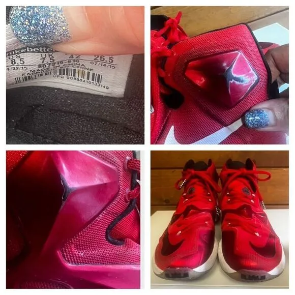Nike LeBron  13 XIII Red On Court 807219-610 Basketball Shoes Sz 8.5