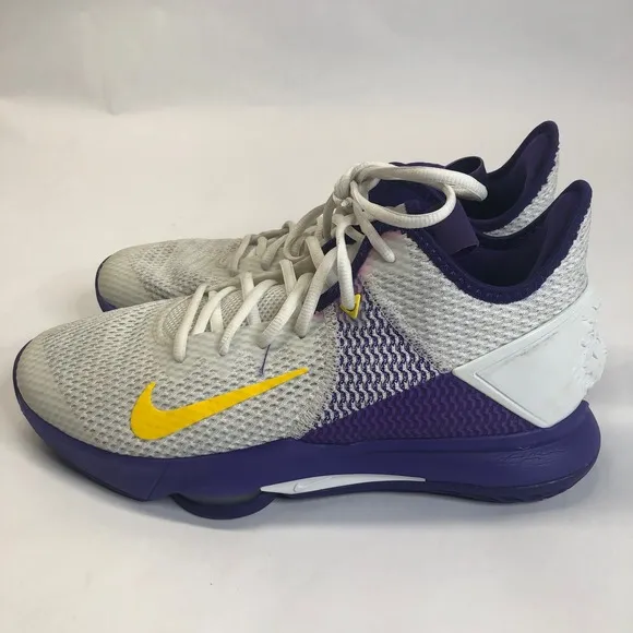 Nike LeBron Witness IV Basketball Shoes Purple Gold Mens Size 9.5