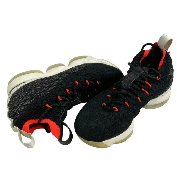 Nike Lebron XV 15 Black &amp; Bright Crimson Size 6.5Y Youth Children’s Kids Girls