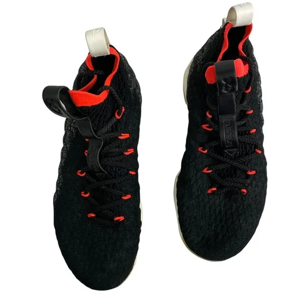 Nike Lebron XV 15 Black &amp; Bright Crimson Size 6.5Y Youth Children’s Kids Girls