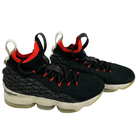 Nike Lebron XV 15 Black &amp; Bright Crimson Size 6.5Y Youth Children’s Kids Girls