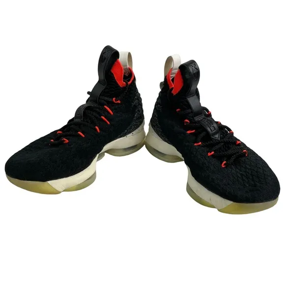 Nike Lebron XV 15 Black &amp; Bright Crimson Size 6.5Y Youth Children’s Kids Girls