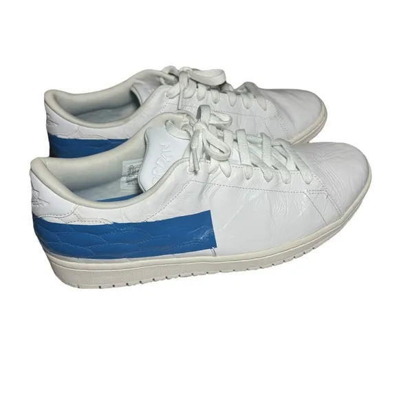 Nike Mens Air Jordan 1 Centre Court White Blue Leather Shoes Size 11.5