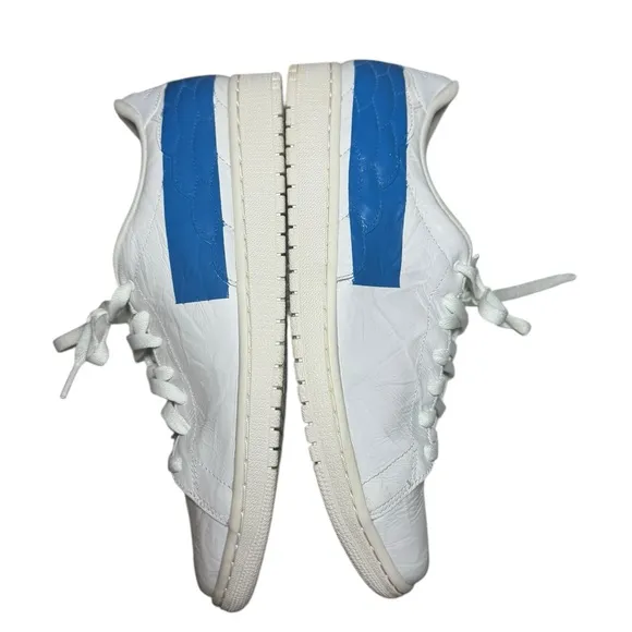 Nike Mens Air Jordan 1 Centre Court White Blue Leather Shoes Size 11.5