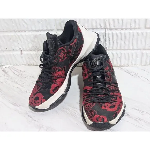 Nike Men's Black &amp; Red Floral Lace-Up KD 8 EXT Basketball Sneakers Shoes Size 9.