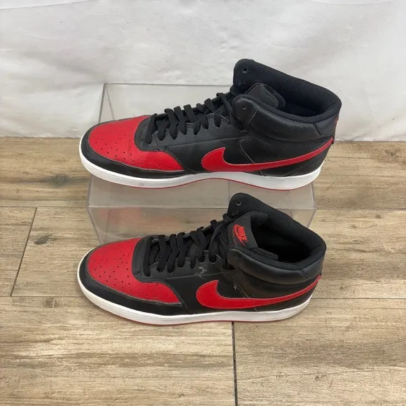 Nike Mens Court Vision Mid Bred Basketball Shoes US Size 12 Black/Red