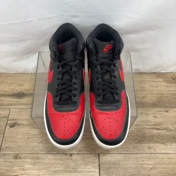 Nike Mens Court Vision Mid Bred Basketball Shoes US Size 12 Black/Red