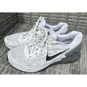 Nike Men's Lunarglide 6‎ White Grey Black Running Shoes Size 12.5