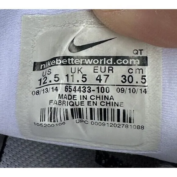 Nike Men's Lunarglide 6‎ White Grey Black Running Shoes Size 12.5