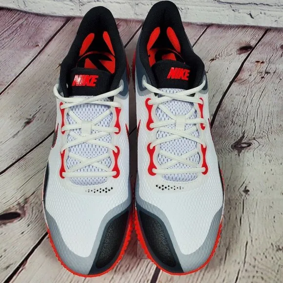 Nike Men's Size 14 Alpha Huarache Elite 3 Turf White Crimson Baseball Shoes