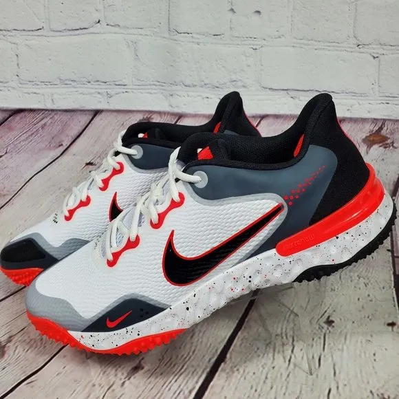 Nike Men's Size 14 Alpha Huarache Elite 3 Turf White Crimson Baseball Shoes