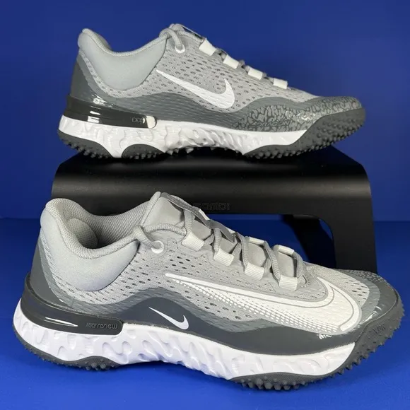 Nike Men's Size 8 Alpha Huarache Elite 4 Turf Baseball Shoes Grey DJ6523-010