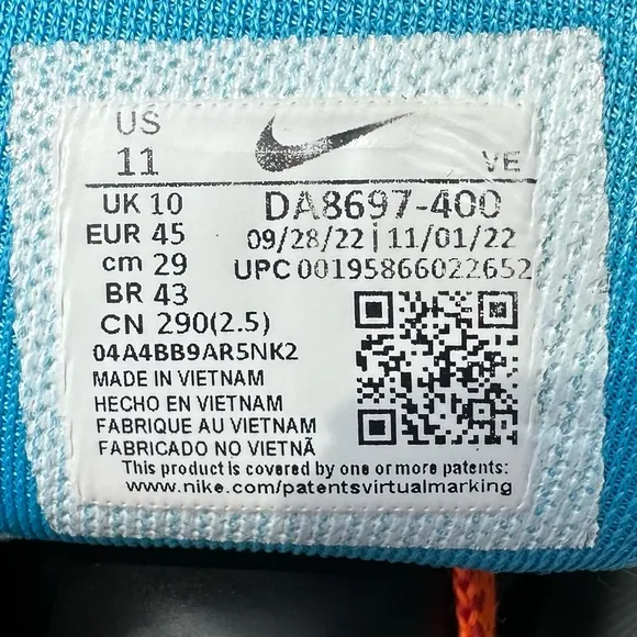 Nike Pegasus Trail 3 Laser Blue Habanero Red - Size 11 Men’s (DA8697-400)