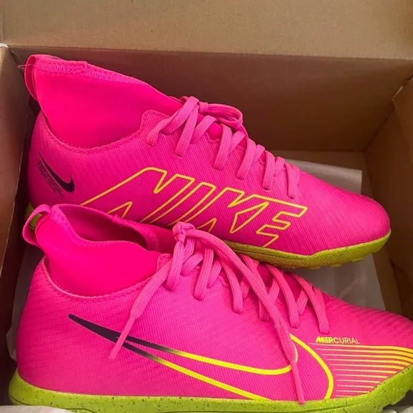 Nike Pink and Yellow Mercurial Soccer Cleats