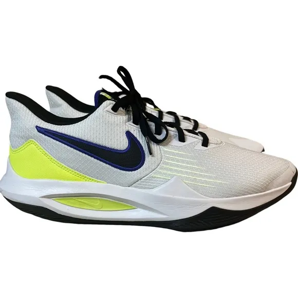 Nike Precision 5 Flyease CW3403-100 White Barely Volt Basketball Shoes Sneakers
