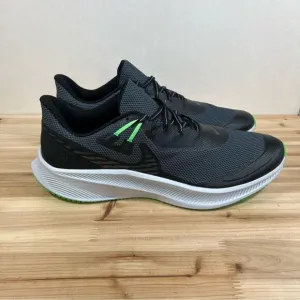Nike Quest 3 Sheild road running water resistant men 14 Black Poison Green shoes