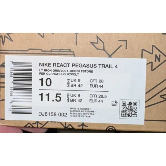 Nike React Pegasus Trail 4 Mens Athletic Running Shoes Size 10 Multi Color