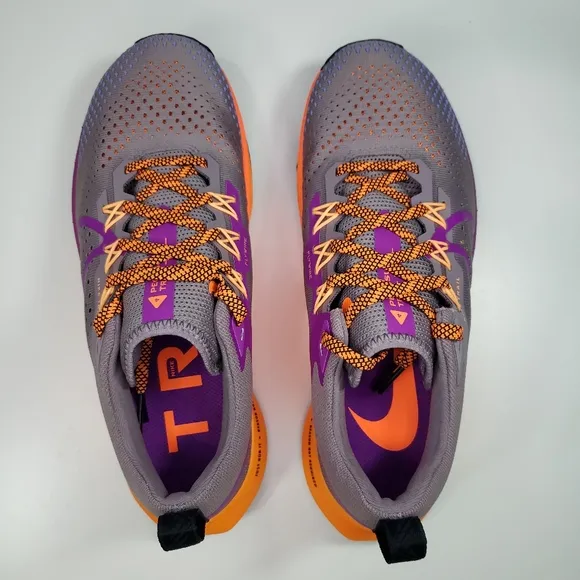 Nike React Pegasus Trail 4 Purple Orange Lightweight Running Sneakers Women's 8