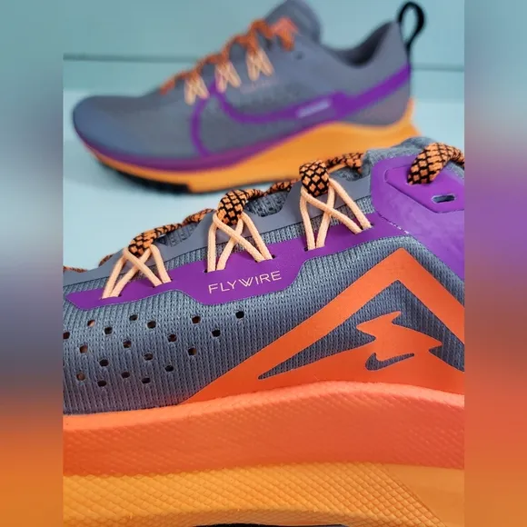Nike React Pegasus Trail 4 Purple Orange Lightweight Running Sneakers Women's 8