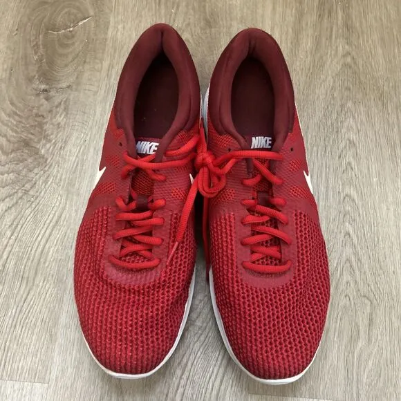 Nike Revolution 4 Mens Size 11.5 Road Running Shoes Red Athletic Sneakers 908988