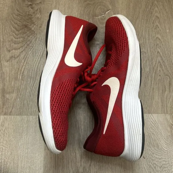 Nike Revolution 4 Mens Size 11.5 Road Running Shoes Red Athletic Sneakers 908988
