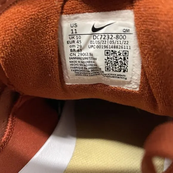 Nike SB Ishod Wair Men’s Size 11 Rugged Orange Rust Mineral Clay Skate Shoes