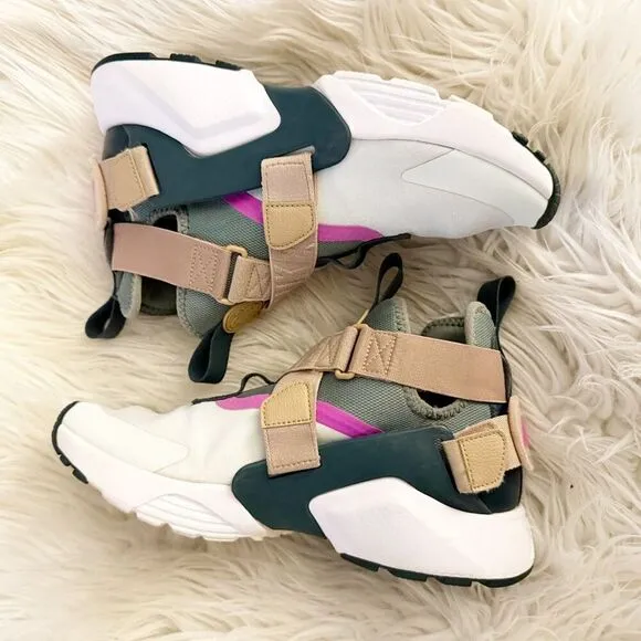NIKE | Women's Air Huarache City Barely Grey White Gray Green Fuschia Tan | 7
