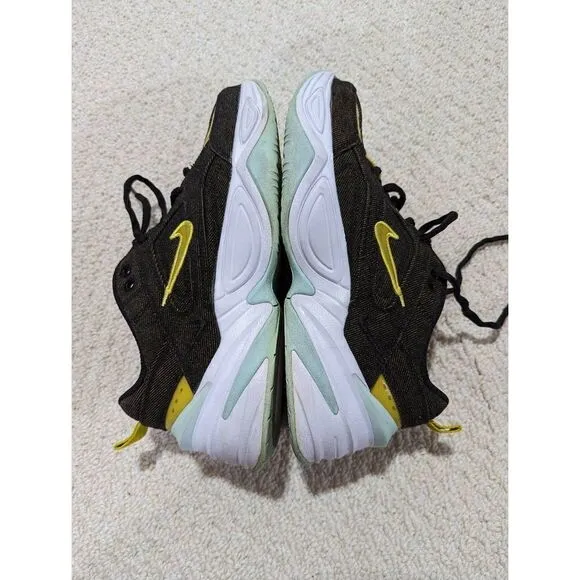 Nike Women's Black and Yellow M2K TEKNO Lace-Up Shoe Size 8