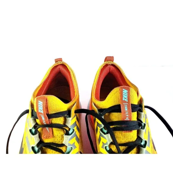 NIKE Zoom Fly 4 Running Shoes University Gold Black Sz 11.5 45.5 Sneakers